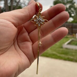 Absolutely Beautiful gold flower zircon floral hoop long gift silver earrings